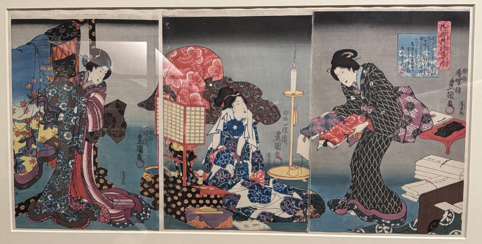 Triptych of Japanese woodblock prints.