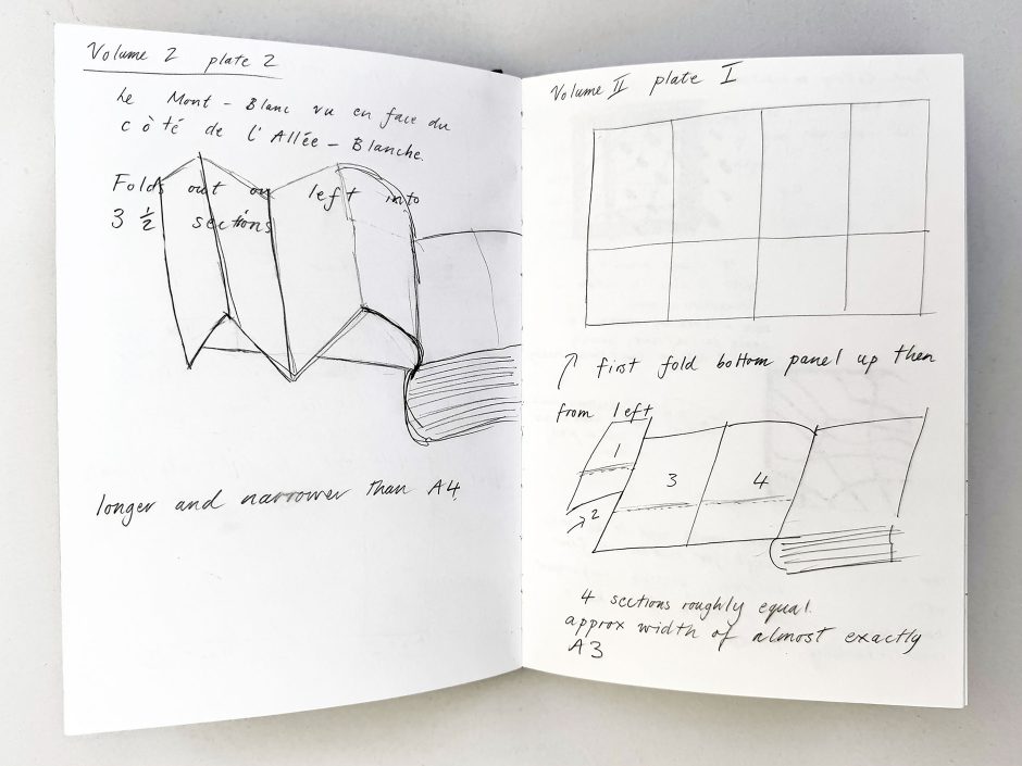 Open sketchbook with notes about James Hutton's Theory of the Earth